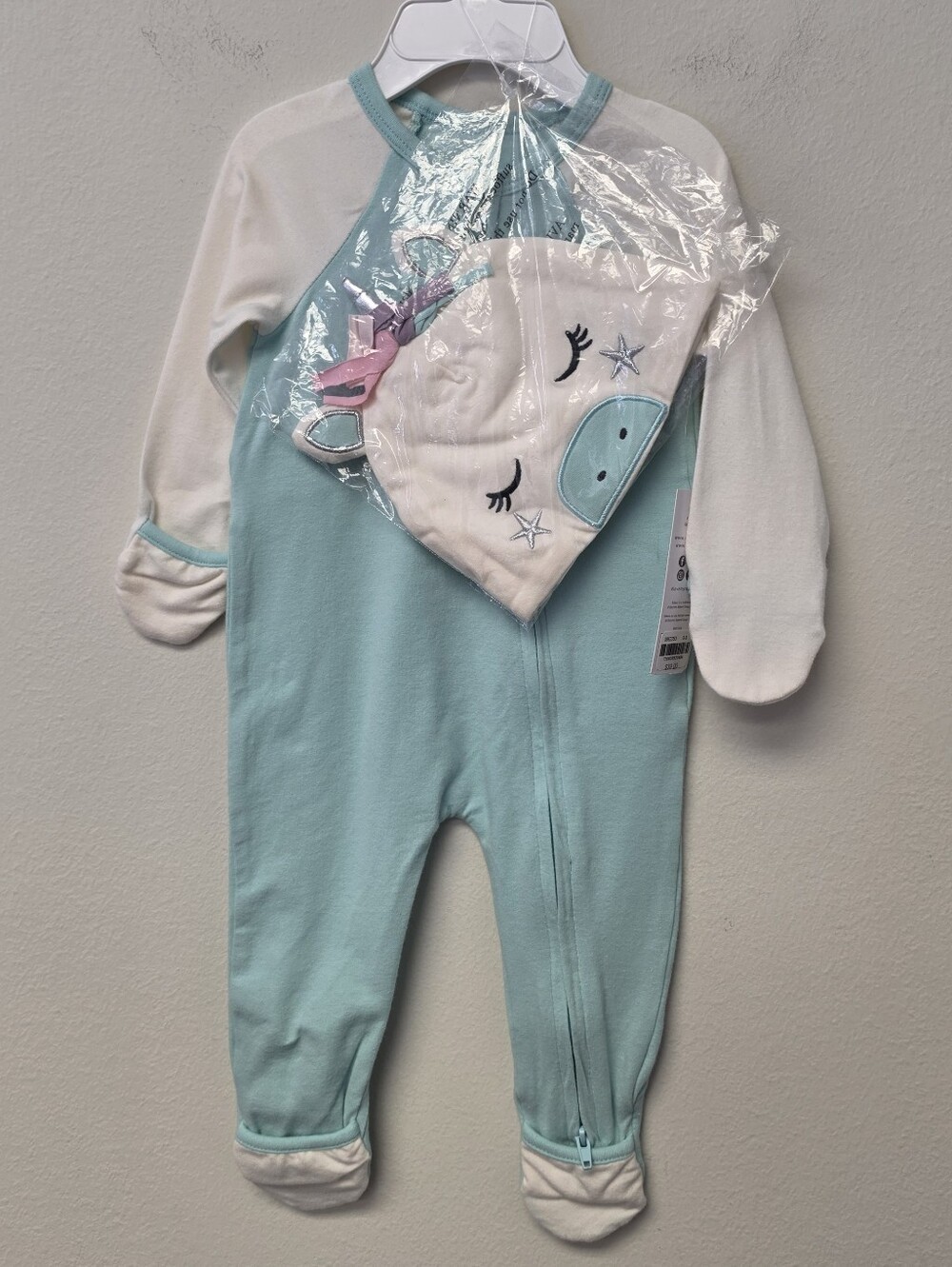 Robeez Unicorn One Piece Organic Cotton Mint Green Cream 0 - 3 Months
